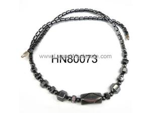 Large Faceted Hematite Beads Stone Necklace 18" Hematite Necklace